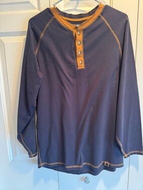Legendary Whitetails Navy Henley with Mustard Trim
